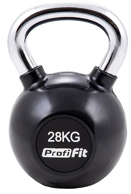 Гиря обрезиненная с хромированной ручкой Profi-Fit, 28 кг