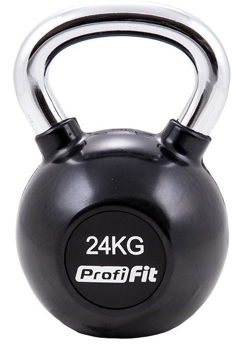 Гиря обрезиненная с хромированной ручкой Profi-Fit, 24 кг
